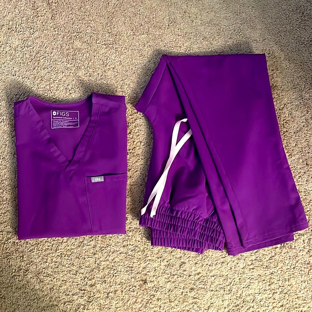 Figs Scrubs Set High Waisted Magic Purple